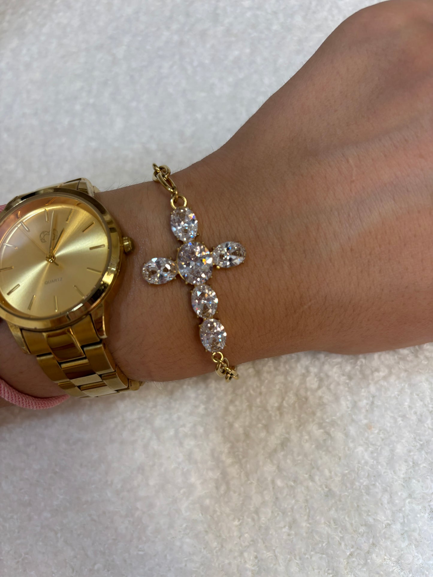 Pulsera Cruz cristales