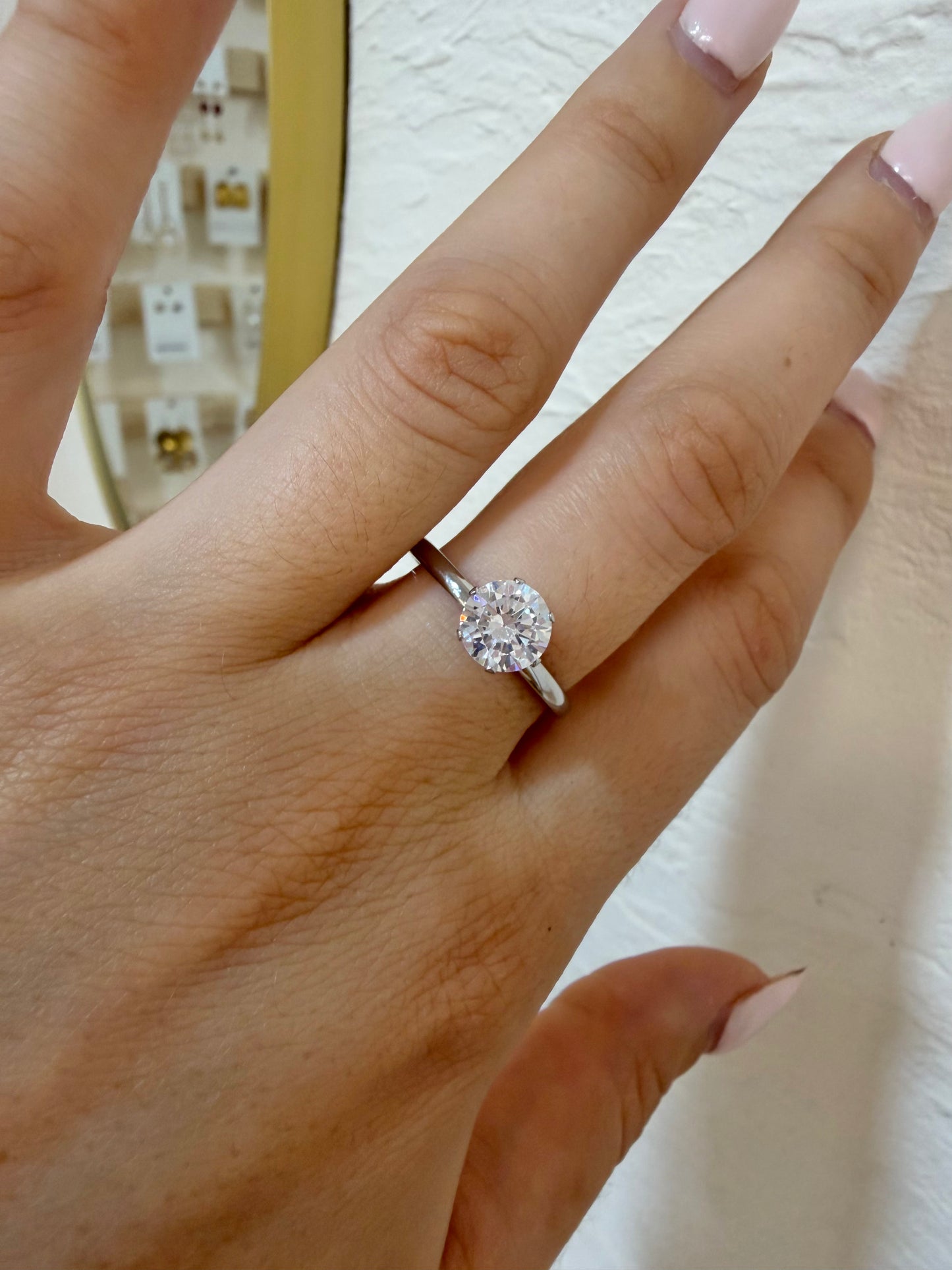 Anillo solitario plateado