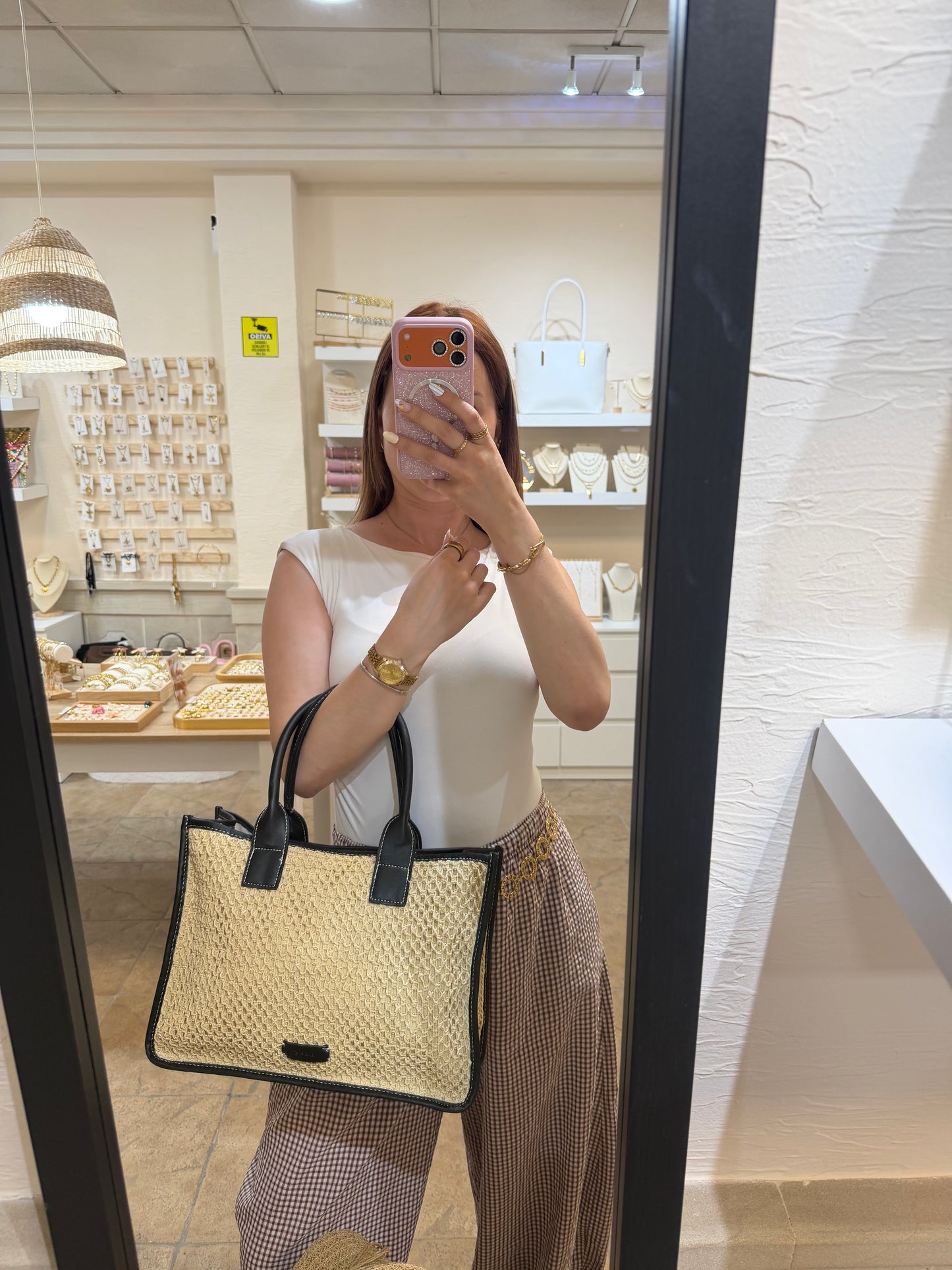 Bolso rafia y polipoel
