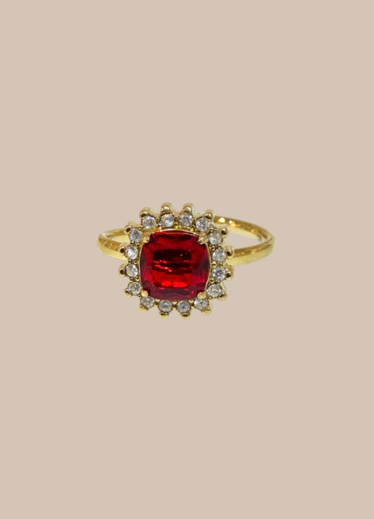 Anillo Rubí cuadrado