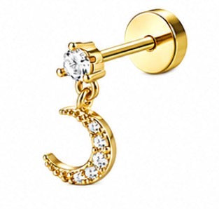 Piercing Piedra con charm de luna