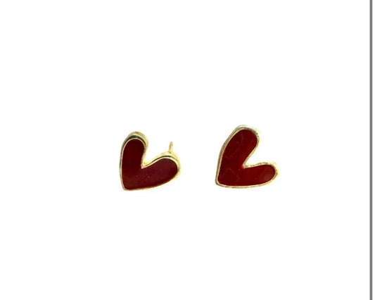 Pendientes corazón rojo