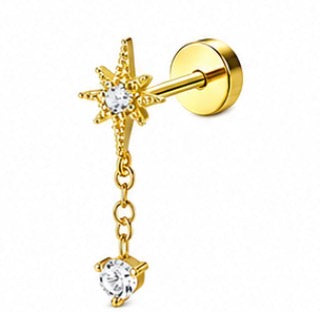 Piercing Estrella con charm circonita