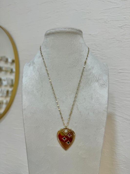 Cadena corazón con detalle piedras