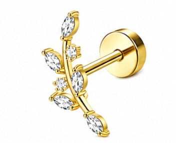 Piercing Hoja con circonitas
