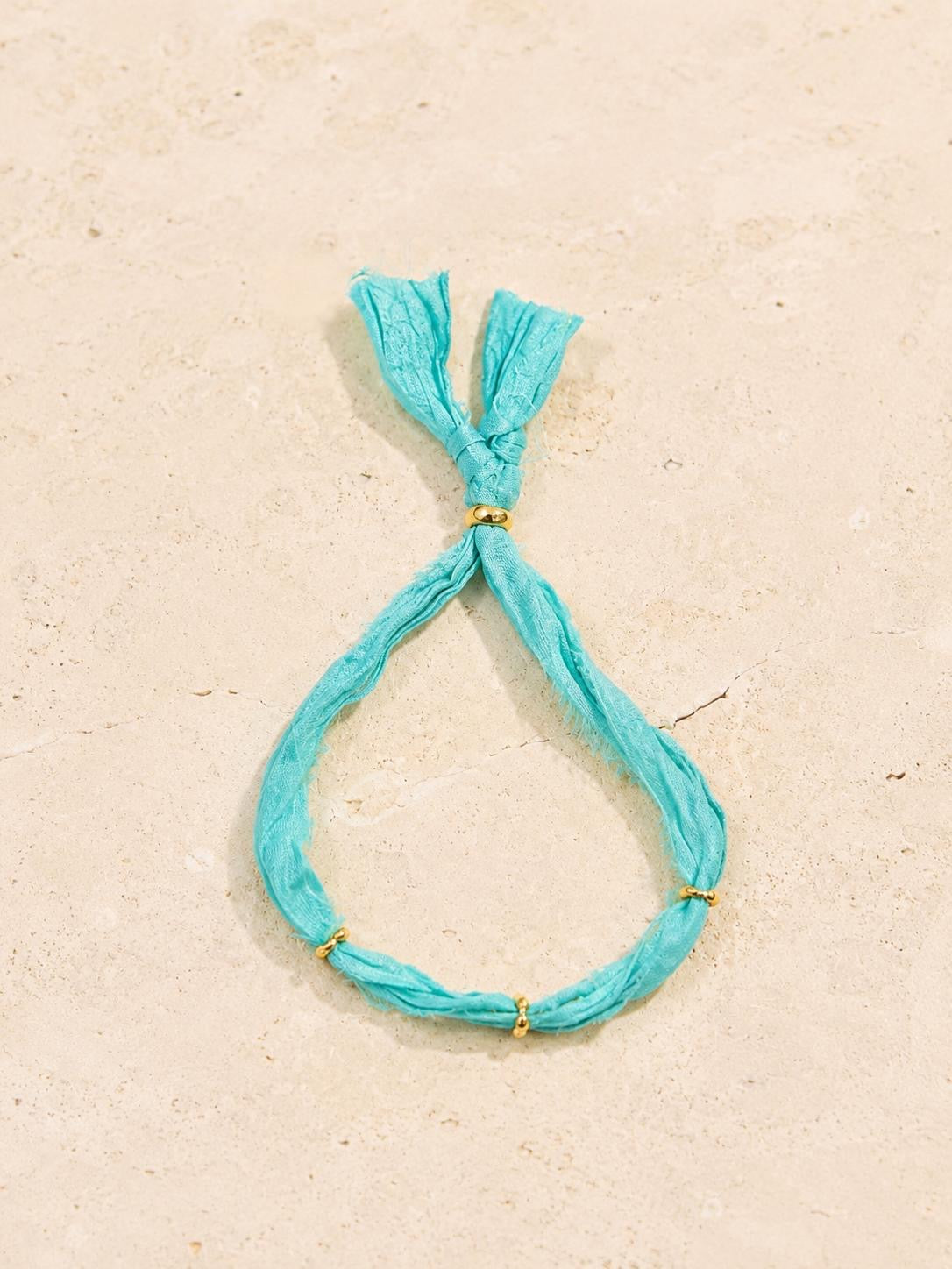 Pulsera Agua Marina seda natural
