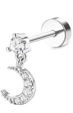 Piercing Piedra con charm de luna