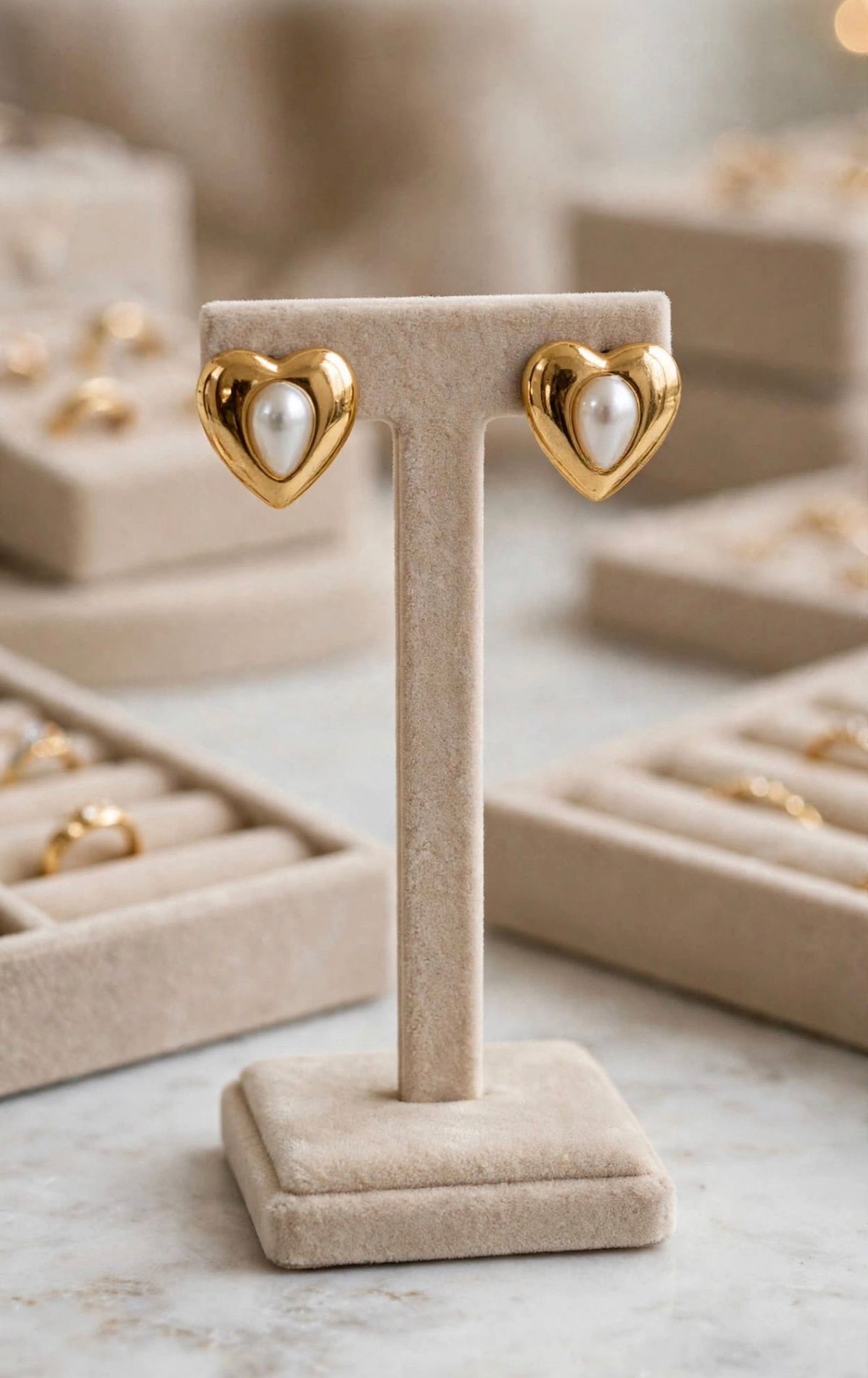 Pendientes corazón con perla