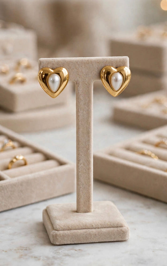 Pendientes corazón con perla