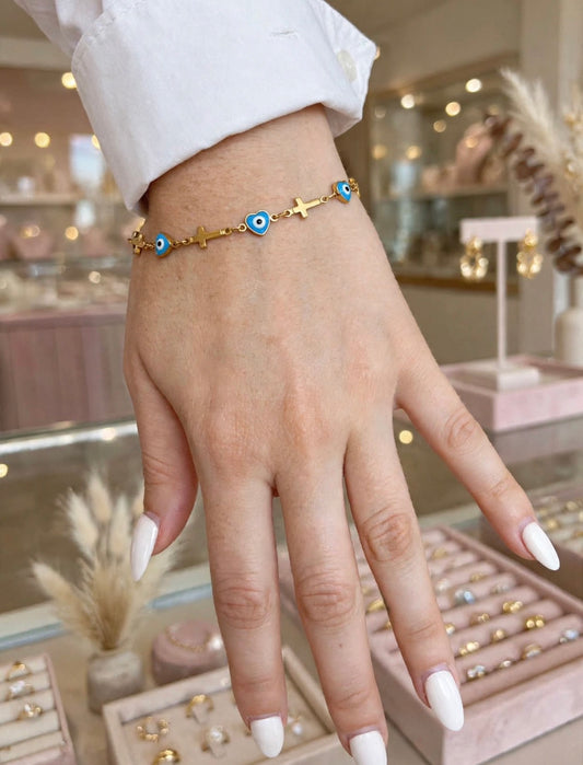 Pulsera ojo turco con cruz azul