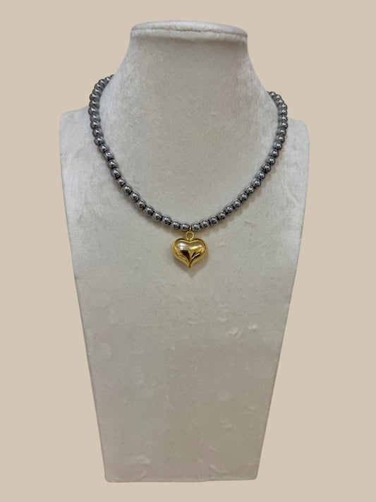 Collar corazón combinado