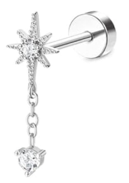 Piercing Estrella con charm circonita