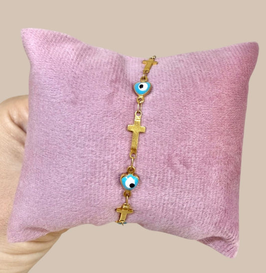 Pulsera ojo turco con cruz azul