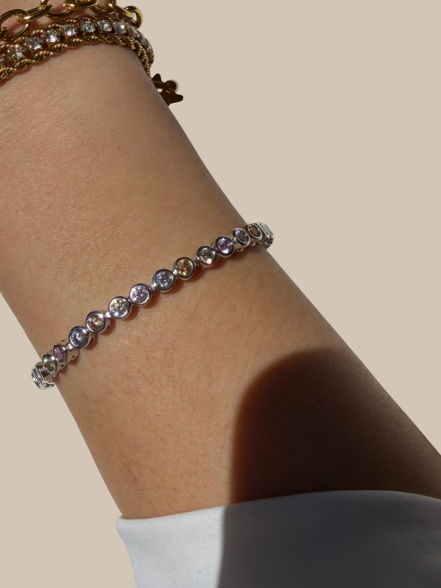 Pulsera Laminada Oro blanco 18K