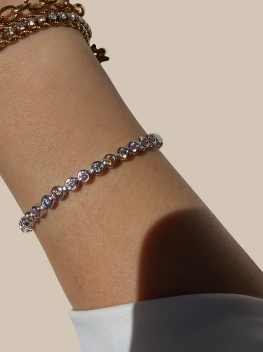 Pulsera Laminada Oro blanco 18K