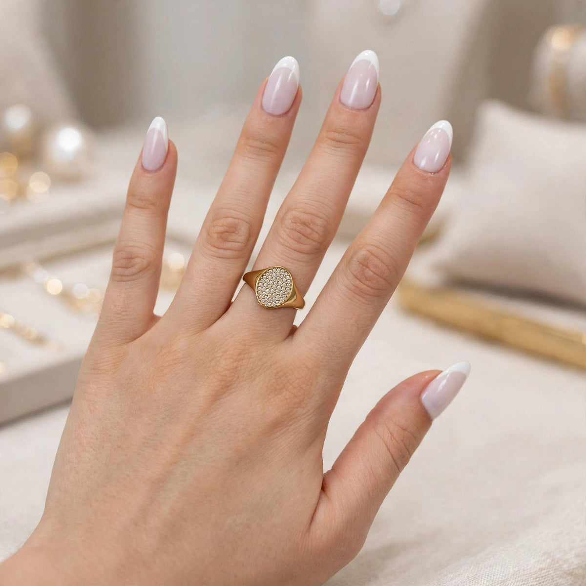 Anillo sello circonitas